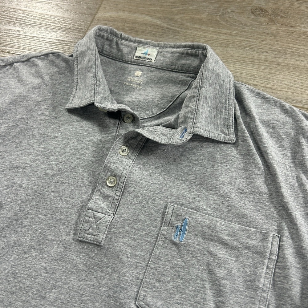 Johnnie-O Hangin Out Mens XL Gray Heathered Short Sleeve Pocket Golf Polo